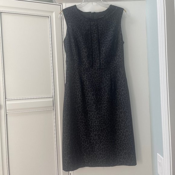 Willi Smith Leopard Print Dress, Size 8, Charcoal Grey - Picture 1 of 6